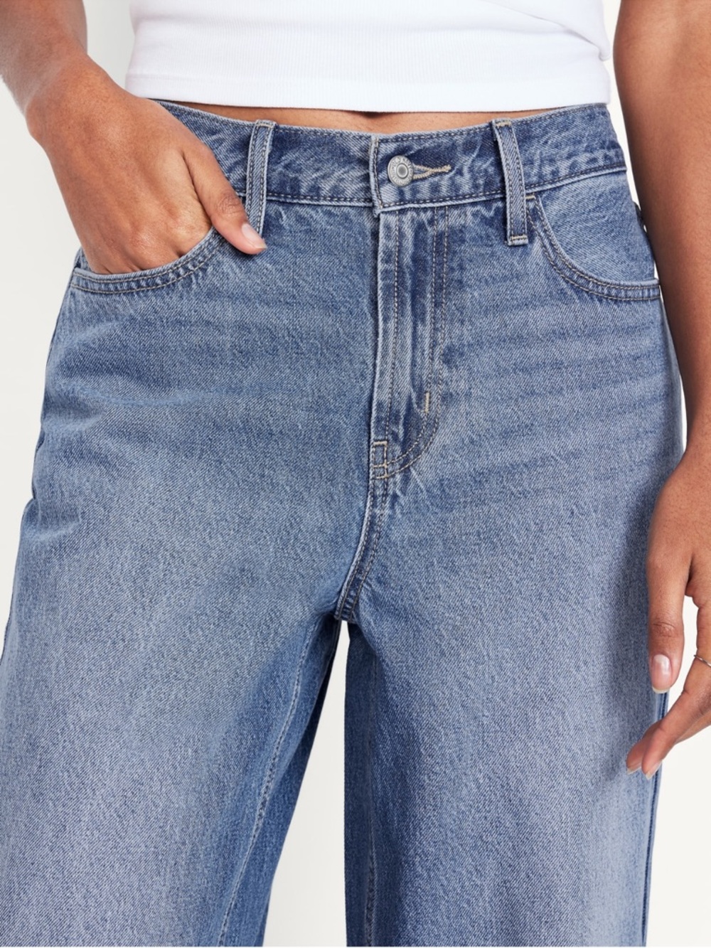 Old Navy Women's Mid-Rise Wow Baggy Wide Leg Jeans - Picture 5 of 5